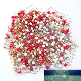 50pcs/lot mini fake plastic berry artificial flower red cherry pearlescent stamen wedding Christmas decoration DIY gift box