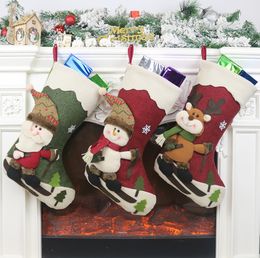 The latest 45CM, Christmas socks, Christmas decorations Santa Claus socks hanging ornaments candy bag, free shipping