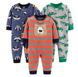 Foreign brand-name high-grade boys and girls fleece with foot piece climbing clothes leotard Romper warm Pyjamas tracksuit 201028