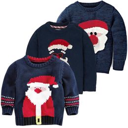 Christmas Handwork Children Knitted Pullover Top Baby Girls Boy Sweaters Autumn Winter Cartoon Santa Claus Girls Boys Sweater 201109