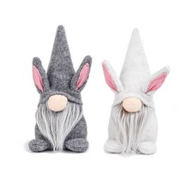 Easter Bunny Gnome Gray White Faceless Bunny Dwarf Doll Kids Easter Rabbit Toys Home Office Table Decoration