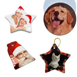 party decoration Sublimation Blank Ceramic Pendant Creative Christmas Ornaments Decorations Heat Transfer Printing DIY Ceramic Ornament