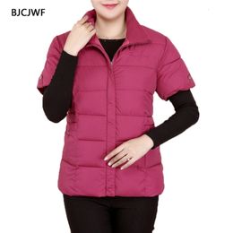 Winter vest women 22 colors Cotton Padded Lightweight Vest for Women Stand Collar Quilted Gilet with Zip Pockets Plus size 5XL 201211