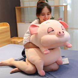 40/50/70/90cm Squishy Pig Plush Toy Ultra Soft Fatty Stuffed Animal Doll Down Cotton Sleeping Plushie Companion for Children 220218