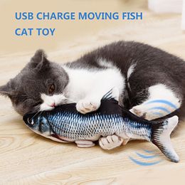Moving Fish Toys for Cats Chewing Playing Cat Electronic USB Charger Toy Interactive Moving Fish Wagging Toy LJ200826
