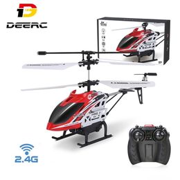 DEERC Helicopter 2.4G Aircraft 3.5CH 4.5CH Plane With Led Light Anti-collision Durable Alloy Toys For Beginner Kids Boys 220216