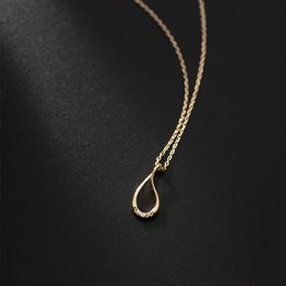 s925 Silver Hollow Drop-Shaped Diamond Small Fresh Necklace Korean Female Cold Wind Clavicle Chain Women Necklace Q0531