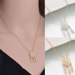 Charm Accessories Wedding Jewelry Bohemian Feathers Necklace Dream Catcher Pendant Neclace For Girls Fashion 1pc Necklaces