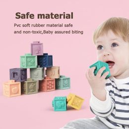 12Pcs/Set Baby Soft Grasp Toys Embossed Building Blocks 3D Touch Hand Balls Baby Teethers Squeeze Toy Bath Ball Educational Toys LJ201114