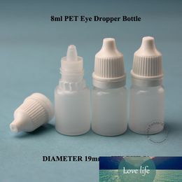 100pcs/lot Promotion 8ml Plastic Eyes Dropper Bottle PET Liquid Dropper Medicine Pot 8g White Cap Diameter 19mm X Height 51mm