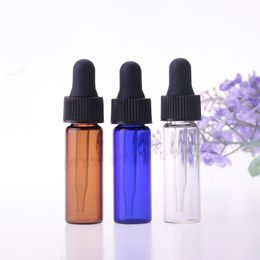 Clear Amber Blue Glass 4ml Refillable Empty Dropper Bottles Aromatherapy Container Essential Oil Bottle for Travel WB3335