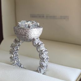 Luxury 925 Sterling silver Rings for Women Square 3 Carat Diamond Engagement Wedding Ring Fine Topaz Gemstone Jewellery Wholesale