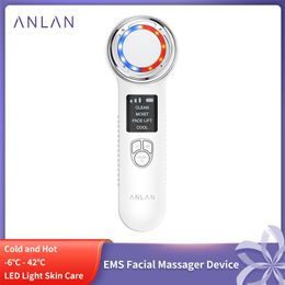 led lights for face Canada - ANLAN Massager For Face Ultrasonic Skin Care LED Light Therapy EMS Slimming Device Spa Beauty Machine 220218