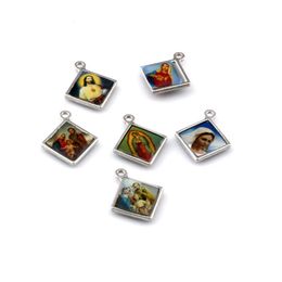Mixed Jesus Christ Icon Cross Religious Charm Pendants For Jewellery Making Bracelet Necklace DIY Accessories 13.2x16mm 100Pcs A-380