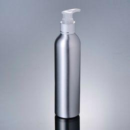 250ml Aluminium metal bottle silver collar pump for lotion emulsion serum foundation anit-uv essence skin care packing