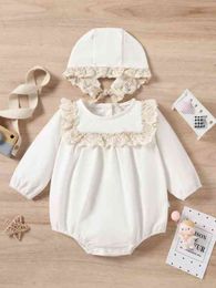 Baby Contrast Trim Bodysuit With Hat SHE