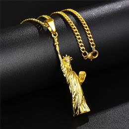 Hip Hop Charm Necklace Statue of Liberty Pendant & Necklace For Men / Women Gold Color Fashion Jewelry Hot Necklaces
