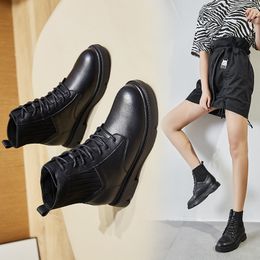 Hot sale-2020 High-Top Boots New Casual Solid Color 3.5cm Round Boots Martin boots Fashion Trend Design High Quality All-Match Shoes
