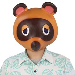 Animal Crossing Tom Nook Mask Cosplay Cute Leopard Cat Latex Masks Helmet Halloween Carnival Masquerade Party Costume Props 201026