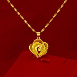 Fashion 14k Gold Pendant Necklace for Women Wedding Engagement Jewellery Heart Shape Choker Anniversary Necklace With Chain Gifts Q0531