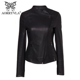New Fashion Leather Jacket For Women Spring Black Faux Leather Jacket Slim Women's Moto Biker Zipper Jacket New Collection 201226