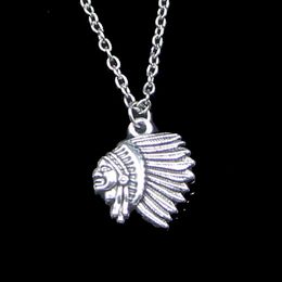 Fashion 21*18mm Indian Chief Head Pendant Necklace Link Chain For Female Choker Necklace Creative Jewelry party Gift