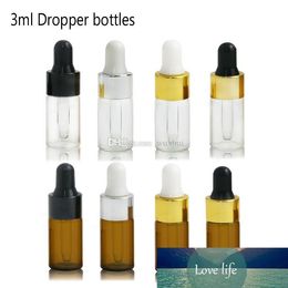 50pcs/Lot 3ml Mini Empty Dropper Bottle Portable Aromatherapy Esstenial Oil Bottle with Glass Eye Dropper