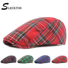 Berets SLECKTON Plaid Hat For Men And Women Fashion France Flat Cap Unisex Casual Sboy Caps Summer Visors Gorras Dad