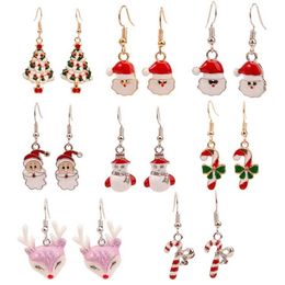 new Christmas Earrings European and American snowflake elk Bell Christmas tree anti allergy alloy Ear Hook Pendant T2C5286