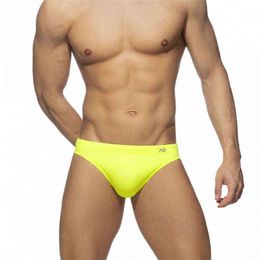 Solid Push up Men Neon Swim Bikni Brief Trunks Unerwear Sexy Swimwear Beach Surf Shorts Swimsuit Bathing Suit Sunga Panties 220120