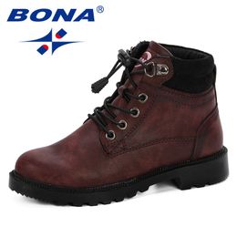 BONA Children's Boots Autumn Winter Children's Ankle Boots Boys and Girls Boots Comfortable Students Winter Shoes LJ200911