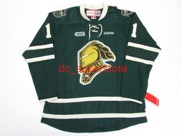 STITCHED CUSTOM JOHN CARLSON OHL LONDON KNIGHTS GREEN CCM HOCKEY JERSEY ADD ANY NAME NUMBER MENS KIDS JERSEY XS-5XL