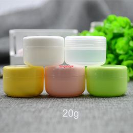 Free Shipping 20g Plastic Cosmetic Eye Cream Jar Empty Capsule Pill Candy Packing Bottles Lid Small Round with Inner 100pcsgood qualtity