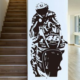 Motorcyclists Wall Sticker Motor Rider Decal Boys Kids Bedroom Motorcycle Mural Living Room Decoration Stickers Racing Sports 201106