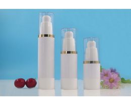 15ml plastic white airless bottle gold line lid serum/lotion/emulsion/liquid foundation/eye essence/sunscreen cosmetic packing