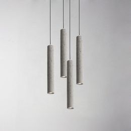 Pendant Lamps Nordic Cement Concrete LED Lamp Modern Long Tube Bar Living Room Kitchen Bedroom Decor Industrial Hanging Lights Fixture