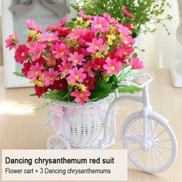 Decorative Flowers & Wreaths Artificial Flower Rose With Basket Home Decoration Ldyllic Furnishings Simulation Car Suit Bicycle Knitted Flor