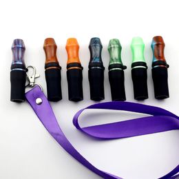 Latest Colourful Epoxy Resin Test Tip Holder Handle Mouthpiece Silicone Portable Sling Hang Rope Necklace For Hookah Shisha Smoking Tool DHL