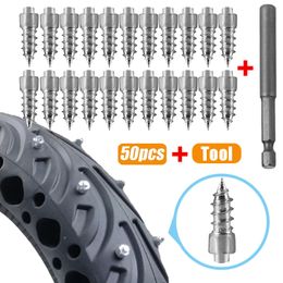 50pcs Winter Anti-Slip Screws Nails with Tools Car Tire Studs Anti Skid Falling Spikes Wheel Tyres for Car Motorcycle Bicycle