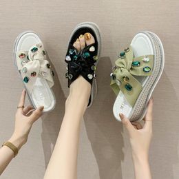 Rhinestone Women Slippers Flip Flops Summer Slides Women Shoes Crystal Diamond Bling Beach Slides Sandals Casual Shoes Slip On X1020