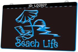 LD2027 Beach Life 3D Engraving LED Light Sign Wholesale Retail