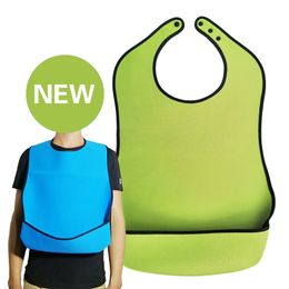 Adult Bib Waterproof Anti-oil Diving Fabric Bib Elderly Aged Senior Citizen Mealtime Cloth Protector Disability Aid Aprons LJ200815