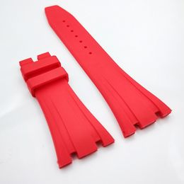 27mm Red Color Rubber Watch Band 18mm Folding Clasp Lug Size AP Strap for Royal Oak 39mm 41mm Watch 15400 15390