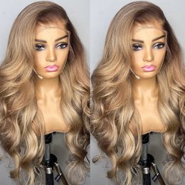 Ombre Human Hairss Wig With Baby Hair Colored Humans Hairs Wigs For Black Women Body Wave Lace Closure Wig 150% Brazilian Remy