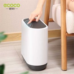 ECOCO 10L Big Pressing Type Dust Waste Trashcan Large Capacity Trash Cans for the Kitchen Bathroom Wc Garbage 211222