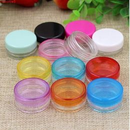 Free Shipping 3 g 5 Plastic Empty bottles Jar Pink Clear Blue Cream Eye Gel Small Lipstick Sample Packaging Containersgood qualtity