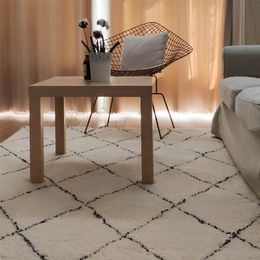 Reese Morocco Black White Geometric Pattern Carpets Living Room Home Bedroom India Cotton Woven Rugs Sofa Coffee Table Floor Mat 220301