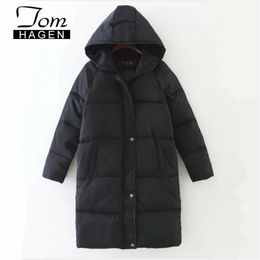 Winter Long Down Jacket In Korean Loose Plus Size Women Hooded Warm Coat Cotton Slim 201110