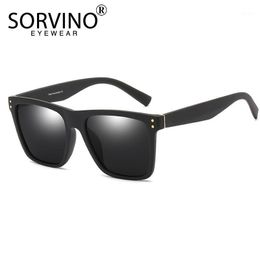 SORVINO Vintage Big Square Sunglasses Polarized Men 2020 Brand Designer Black Sun Glasses Mens High Quality Flat Top Shades P3871