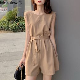 Mozuleva 2020 New Summer Woman Jumpsuits & Rompers Loose Casual Fashionable Empire Lace Up Wide Leg Pants Playsuit femme T200704